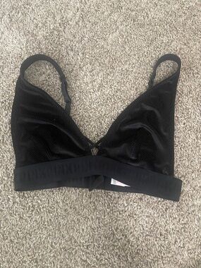 PINK Victoria's Secret Black Velvet Bralette with Logo Band